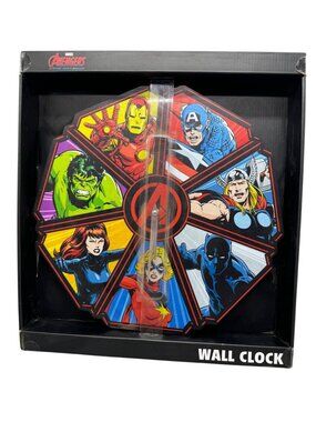 Marvel Avengers Wall Clock Featuring Iconic Superheroes 7 Super Heros READ